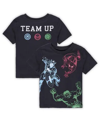 Toddler Boys and Girls Black Marvel Team Up T-shirt