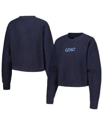 Women's League Collegiate Wear Navy North Carolina Tar Heels Timber Cropped Pullover Sweatshirt