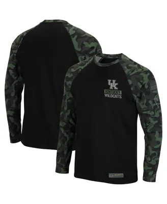 Men's Colosseum Black Kentucky Wildcats Oht Military-Inspired Appreciation Camo Raglan Long Sleeve T-shirt