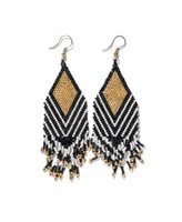 Ink + Alloy Dottie Beaded Fringe Earrings Black