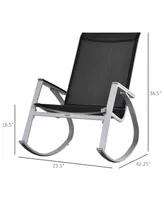 Outsunny Outdoor Modern Front Porch Patio Rocking Sling Chair - Black / Silver