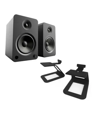 Kanto YU6 Powered Bookshelf Speakers with SE6 Elevated Desktop Speaker Stands