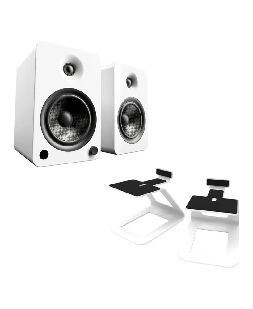 Kanto YU6 Powered Bookshelf Speakers with SE6 Elevated Desktop Speaker Stands