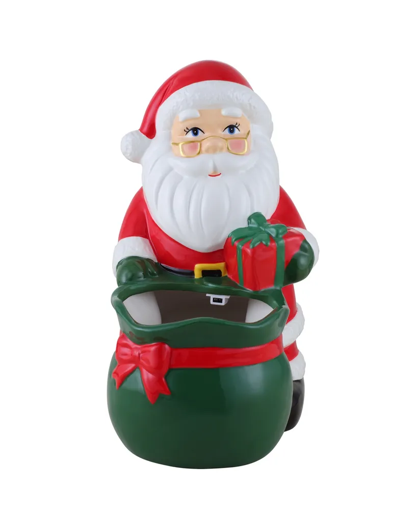 12" Ceramic Musical Santa Bag Candy Bowl