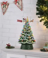 90th Anniversary Collection 16" Lit Ceramic Tree with Animated Santa's Sleigh