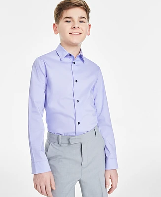 Calvin Klein Big Boys Long Sleeve Stretch Solid Poplin Shirt