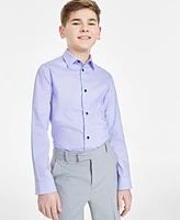 Calvin Klein Big Boys Long Sleeve Stretch Solid Poplin Shirt