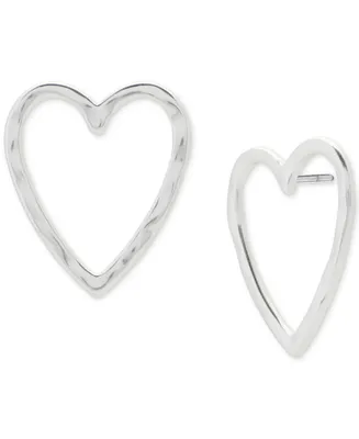 Lucky Brand Silver-Tone Open Heart Stud Earrings