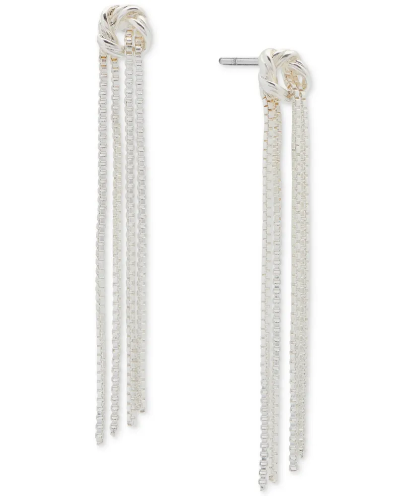 Lucky Brand Silver-Tone Knotted Strand Earrings