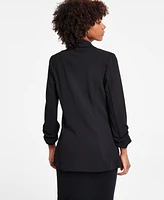 Bar Iii Women's Notch-Lapel Ruched-Sleeve Open-Front Blazer, Created for Macy's