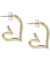 Lucky Brand Gold-Tone Small Open Heart Hoop Earrings