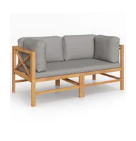 2-seater Patio Bench with Dark Gray Cushions