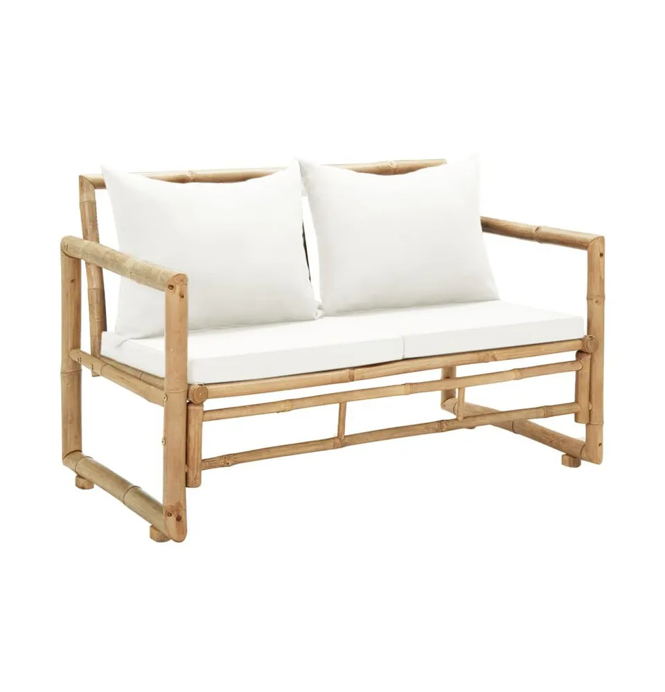 2 Seater Patio Sofa with Cushions Bamboo