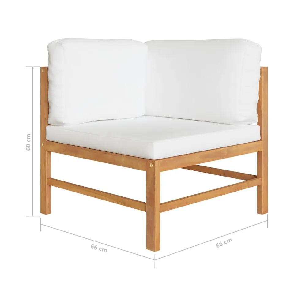 2-seater Patio Bench with Cream Cushions Solid Teak Wood