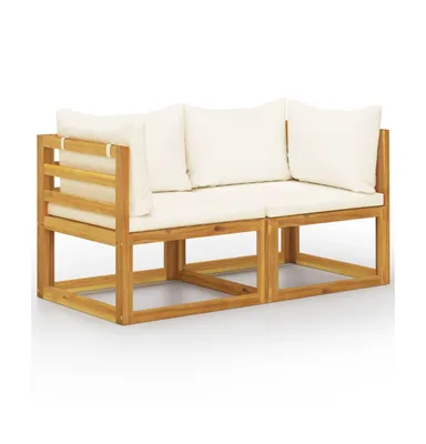 2-seater Patio Bench with Cream White Cushions