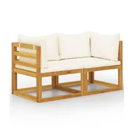 2-seater Patio Bench with Cream White Cushions