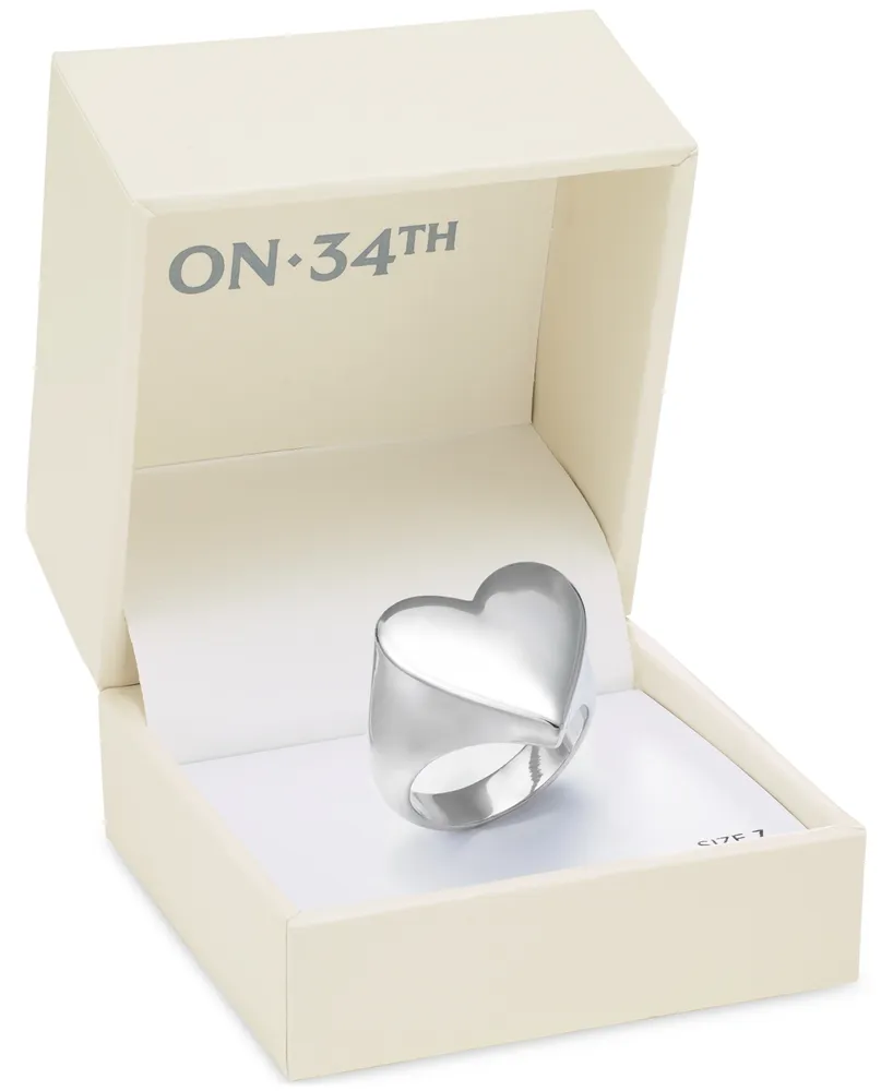 On 34th Silver-Tone Heart Statement Ring, Created for Macy's