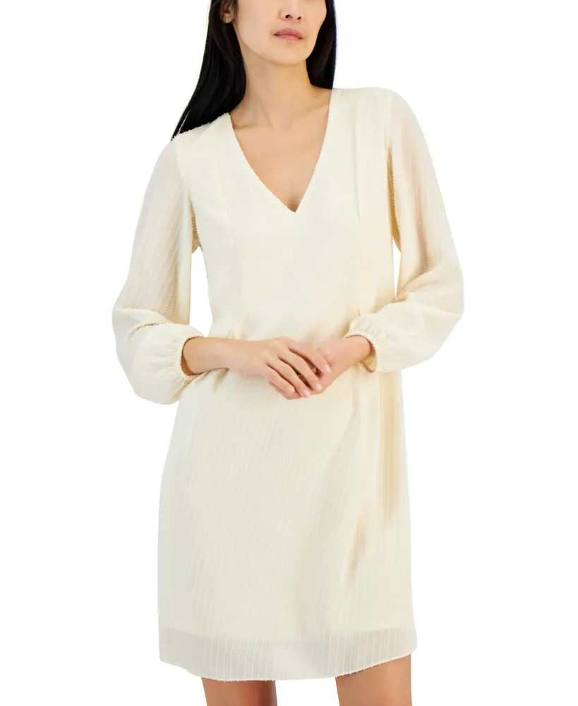 I.n.c. International Concepts Women's Textured Chiffon Long-Sleeve Bow-Back Dress, Created for Macy's