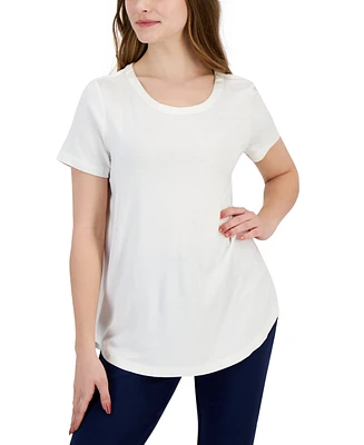 Jm Collection Petite Satin Trim Rayon Span Top, Created for Macy's