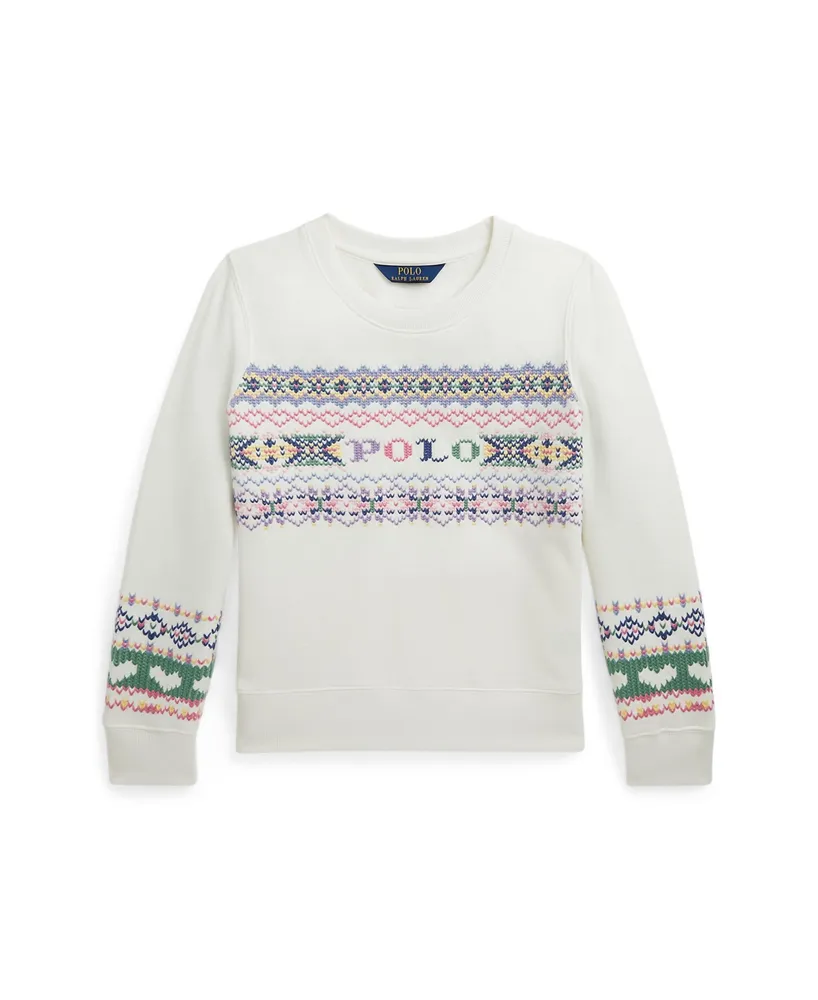 Polo Ralph Lauren Big Girls Fair Isle Logo Fleece Sweatshirt