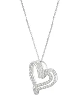 Forever Grown Diamonds Lab Grown Diamond Double Heart Pendant Necklace (1 ct. t.w.) in Sterling Silver, 16" + 2" extender