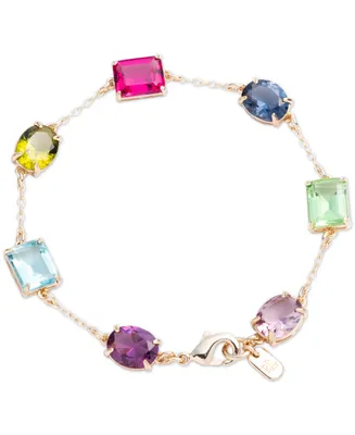 Lauren Ralph Lauren Gold-Tone Multicolor Stone Flex Bracelet