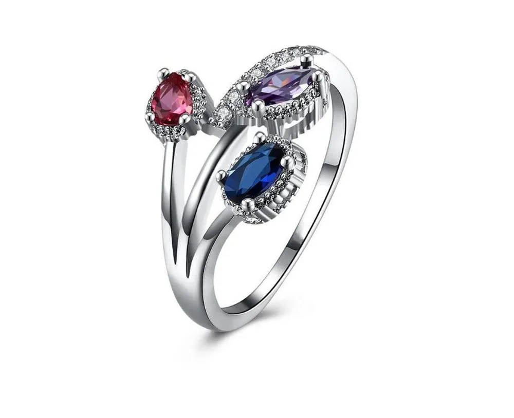 Multicolor Flower Ring for Women with Cubic Zirconia Stones