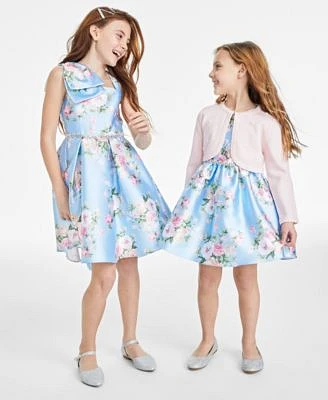 Rare Editions Toddler Little Big Girls Floral Mikado Dress Toddler Little Girls Imitation Pearl Embellished Cardigan Created For Macys