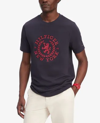 Tommy Hilfiger Logo | Crewneck Men\'s Mall Embroidered T-Shirt Hawthorn Slim-Fit