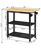 Convenience Concepts Designs2Go 40" Wood 3 Tier Butcher Block Preparation Island