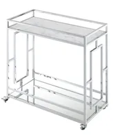 Convenience Concepts 29.25" Chrome Town Square Mirrored Bar Cart