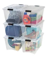 Iris 6 Pack 53qt Clear View Plastic Storage Bin with Lid and Secure Latching Buckles