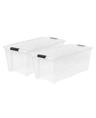 2 Pack 84qt Clear View Plastic Storage Bin with Lid and Secure Latching Buckles