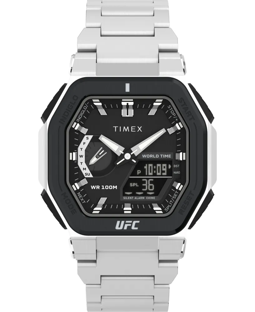 Timex Ufc Men's Colossus Analog-Digital Silver-Tone Stainless Steel Watch, 45mm