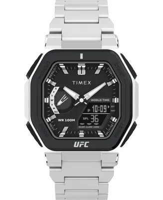 Timex Ufc Men's Colossus Analog-Digital Silver-Tone Stainless Steel Watch, 45mm