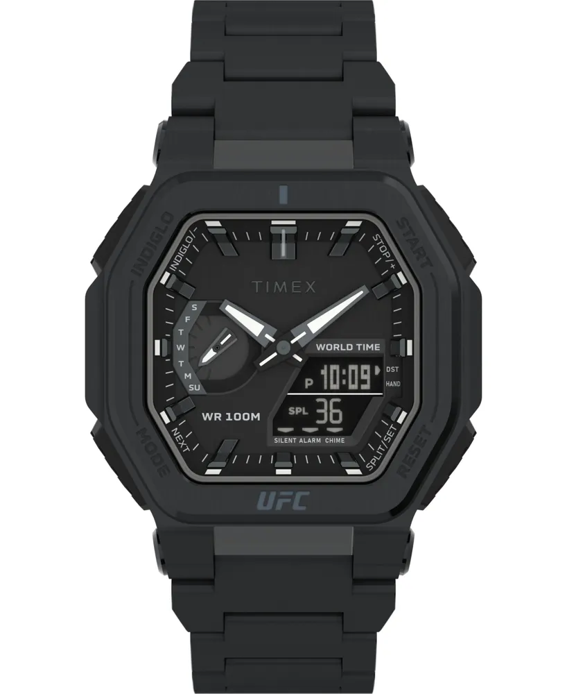 Timex Ufc Men's Colossus Analog-Digital Black Stainless Steel Watch, 45mm