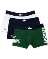 Lacoste Men's Casual Stretch Boxer Brief Set, 3 Pack - Thyme-Navy Blue