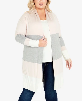 Avenue Plus Keelyn Colorblock Cardigan Sweater