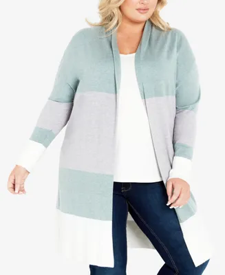 Avenue Plus Size Keelyn Colorblock Cardigan Sweater