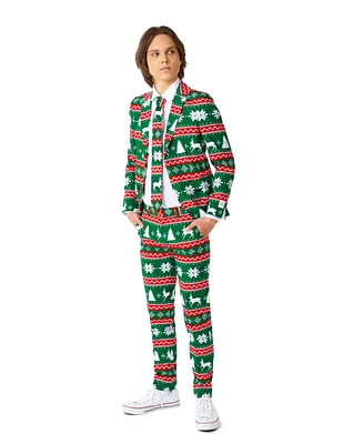 OppoSuits Big Boys Festive Christmas Party Outfit Including Blazer, Pants and Tie Suit Set