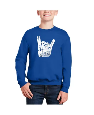 La Pop Art Boys Heavy Metal Word Art Crewneck Sweatshirt