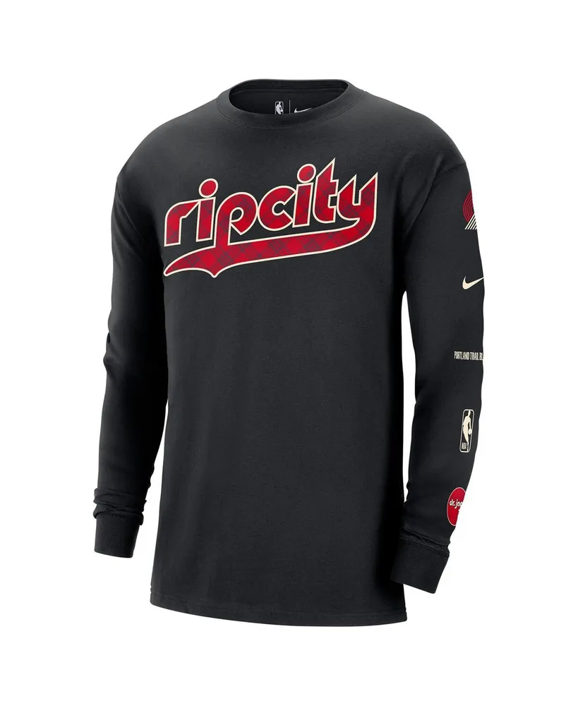 Men's Nike Black Portland Trail Blazers 2023/24 City Edition Max90 Expressive Long Sleeve T-shirt