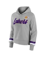 Women's Fanatics Heather Gray Los Angeles Lakers Halftime Pullover Hoodie