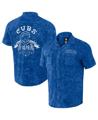 Men's Darius Rucker Collection by Fanatics Royal Distressed Chicago Cubs Denim Team Color Button-Up Shirt