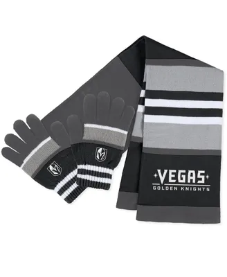 Women's Wear by Erin Andrews Vegas Golden Knights Stripe Glove and Scarf Set