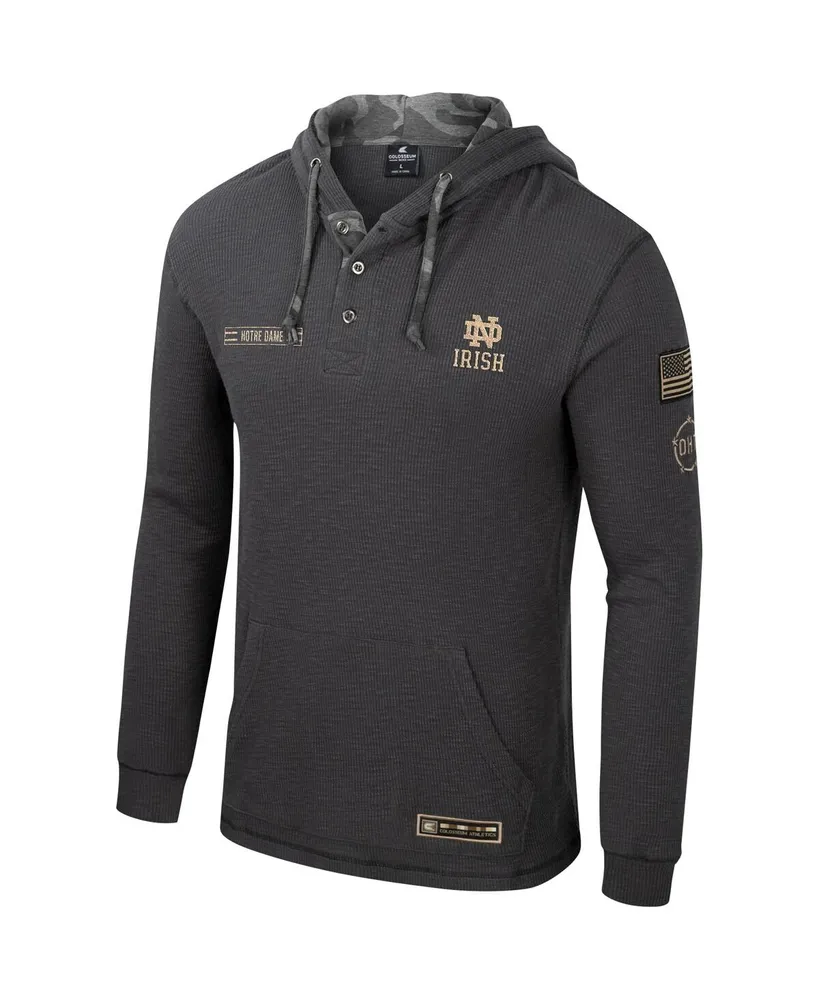 Men's Colosseum Charcoal Notre Dame Fighting Irish Oht Military-Inspired Appreciation Henley Pullover Hoodie