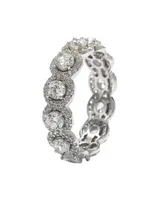 Suzy Levian Sterling Silver Round White Cubic Zirconia Eternity Band Ring