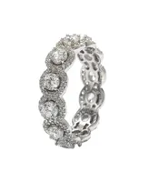 Suzy Levian New York Sterling Silver Round White Cubic Zirconia Eternity Band Ring