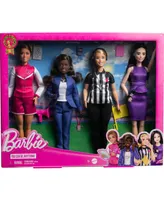 Barbie Dolls, Set of 4 Sports Career Dolls and 8 Accessories with General Manager, Coach, Referee and Sports Reporter - Multi