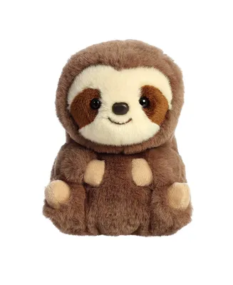Aurora Mini Seth Sloth Rolly Pet Round Plush Toy Brown 5"